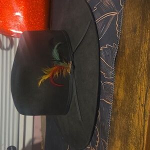 Stetson Black Velvet Hat With Feathers